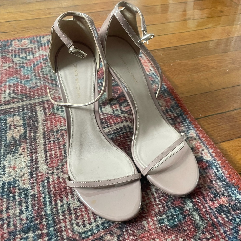 STUART WEITZMAN NUDE PATENT HEELS SANDAL SIZE 40/US 10